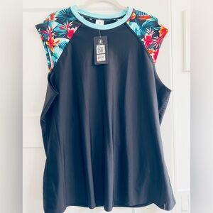 Body Glove Plus Black and Teal Floral Rash Guard